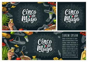 Cinco de Mayo lettering and mexican traditional food