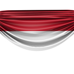 Indonesia national flag hanging fabric banner. 3D Rendering