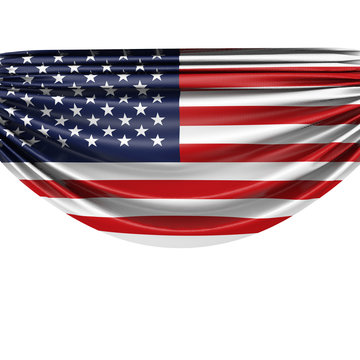 USA national flag hanging fabric banner. 3D Rendering