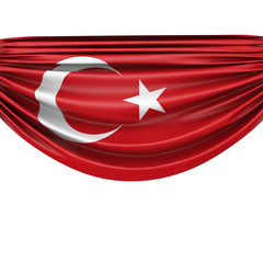 Turkey national flag hanging fabric banner. 3D Rendering