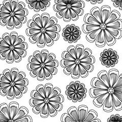Obraz premium background of beautiful flowers, black and white design. vector illustration