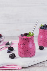 Berry smoothie, healthy detox yogurt drink, diet or vegan food concept