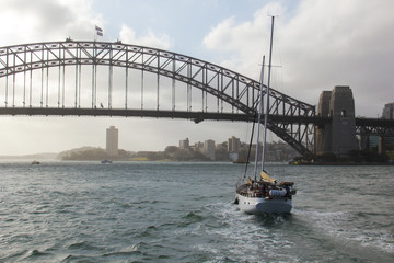 Fototapeta premium Sailboat & Bridge