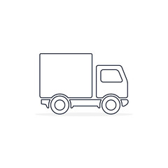 Delivery truck line icon isolated on white background. Vector simple illustration
