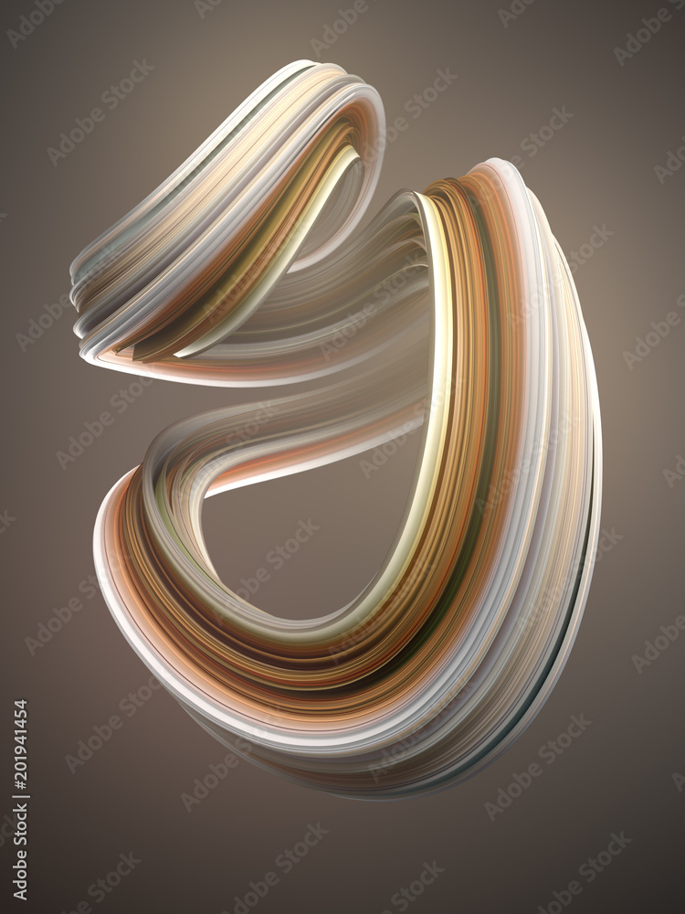 Leinwandbilder Colored twisted shape. Computer generated abstract geometric 3D render illustration