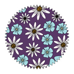 colorful and decorative seal stamp with floral design, vector illustration