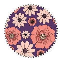 Rolgordijnen circular frame with floral background, colorful design. vector illustration © djvstock