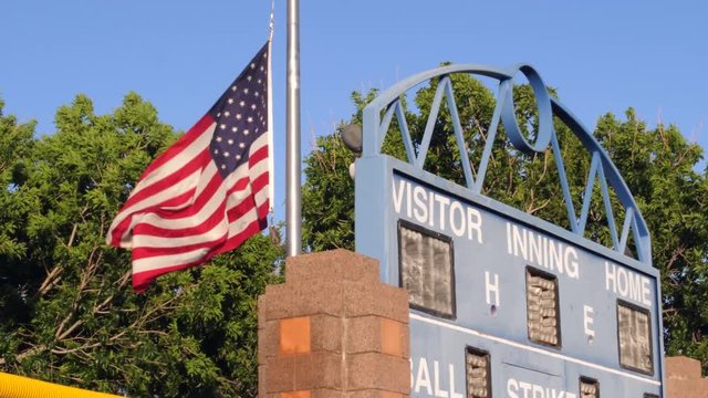 American Flag and Scoreboard Tight Shot in Phoenix, Arizona