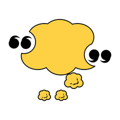 speech cloud with quotation marks icon over white background, colorful design. vector illustration