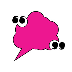 quotation marks with speech cloud icon over white background, colorful design. vector illustration