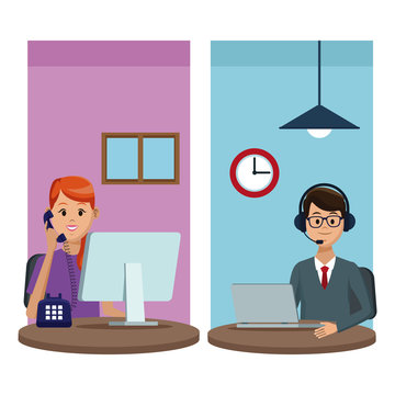 User calling to customer service vector illustration graphic