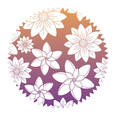 colorful and decorative seal stamp with floral design, vector illustration