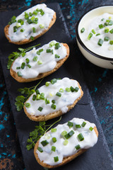 Sour cream spread with home made bread