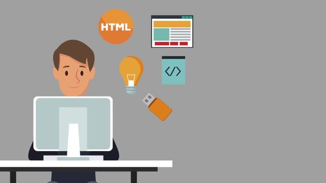 Web developer working with computer High definition colorful scenes
