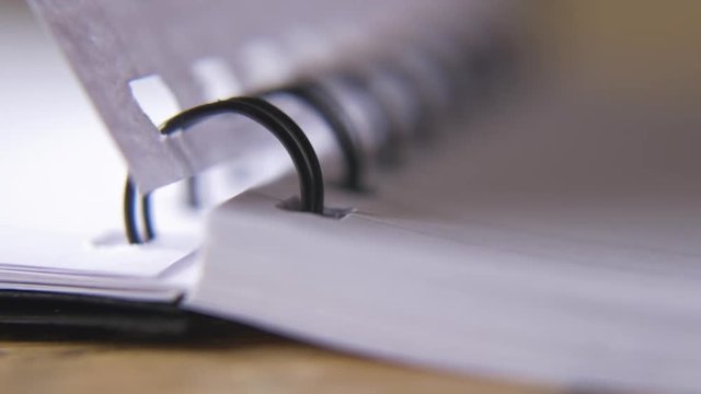 Turning Pages in Notebook / Diary, Close Up Macro