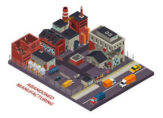 Abandoned Manufacturing Isometric Composition