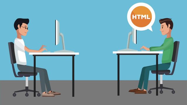 Web developers working with computers High definition colorful scenes