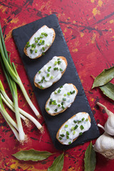 Sour cream spread with home made bread