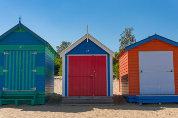 Fototapeta na wymiar Beach houses at Brighton beach in Melbourne, Australia