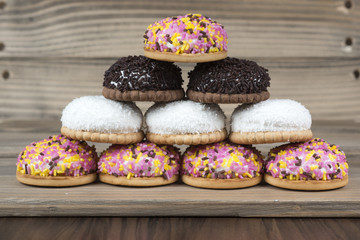 Stacked candies on top