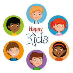 group of happy kids characters vector illustration design