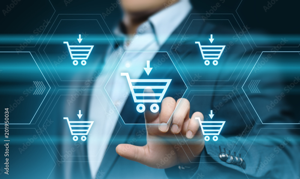 Poster add to cart internet web store buy online e-commerce concept