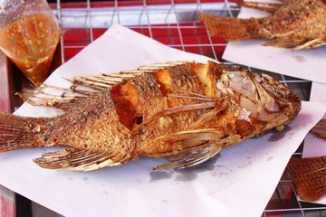 Fried fish is tasty in the market