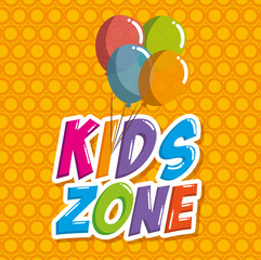 kids zone label with balloons air vector illustration design