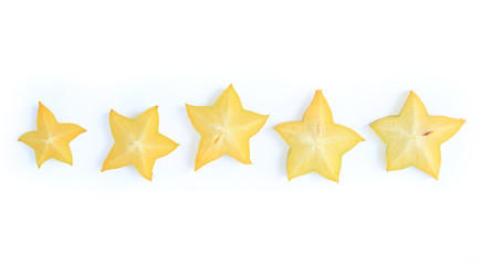Sliced ripe Star apple isolated on white background.
