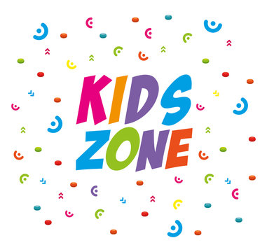 kids zone label with confetti vector illustration design