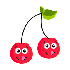Happy cherry emoticon
