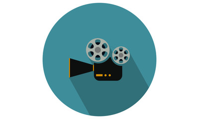 Movie / Video Camera for cinema with reels vector icon
