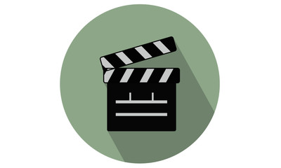 Cinema Clapperboad vector icon with background and shadow