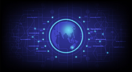 Abstract High tech technology blue background. Communications and Connection in the world.Vector illustration eps 10