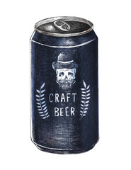 Hand-drawn craft beer can