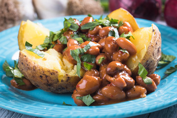 Refried beand with jacket potato