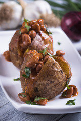 Refried beand with jacket potato