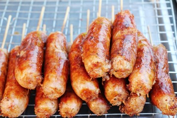 Grilled sausage asia is delicious in market