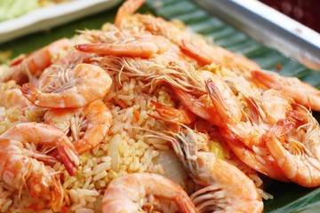 Shrimp fried rice with vegetables is delicious