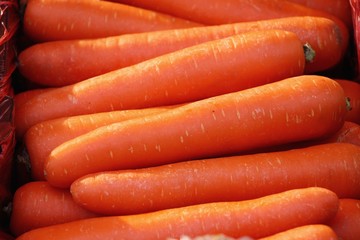 Fresh organic carrots  in the market
