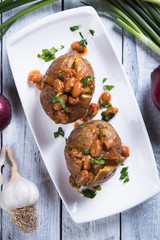 Refried beand with jacket potato