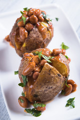 Refried beand with jacket potato