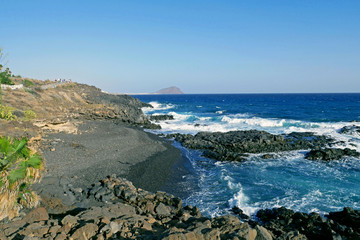 Beach black sand, Tenerife, Canary Island. SPAIN.