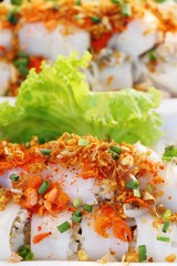 Fresh noodle spring roll with sauce delicious