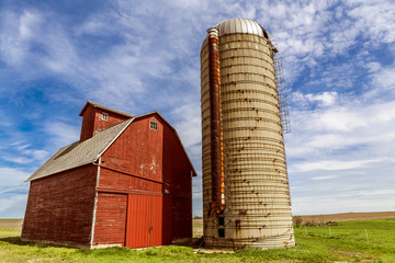 American Farmland With Blue Cloudy Sky
