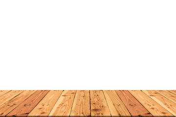Wooden table on white background for spring or summer concept.