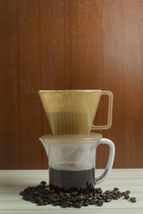  coffee drip cup on white table  for background image.