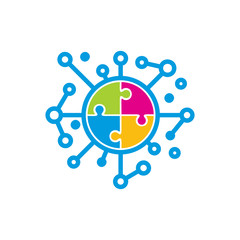 Puzzle Network Logo Icon Design