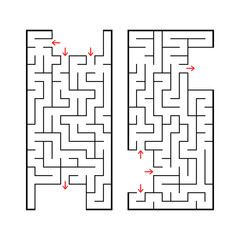 A set of two rectangular labyrinths. Simple flat vector illustration isolated on white background. With a place for your image.