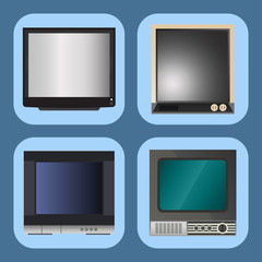 TV vector screen lcd monitor and notebook, tablet computer, retro templates. Electronic devices TV screens infographic. Technology digital device tv-screens, size diagonal display vector illustration